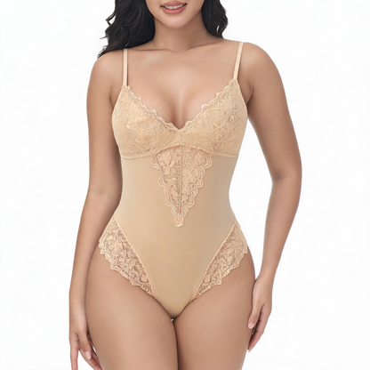 Lace Trim Seamless Shaping Bodysuit | Tummy Control & Butt Lifting